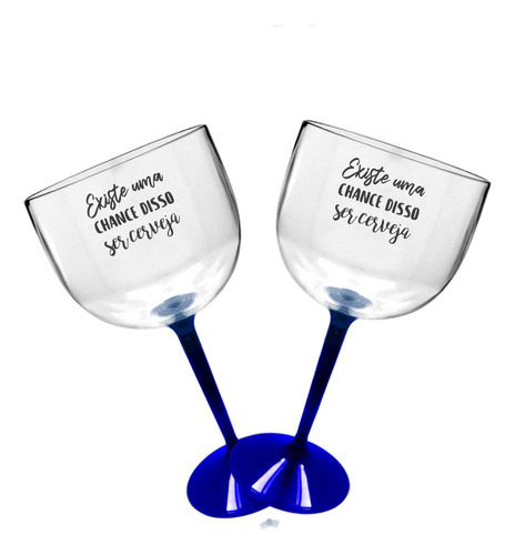 Kit 2 Taças Gin Bicolor Azul Personalizadas Para Live