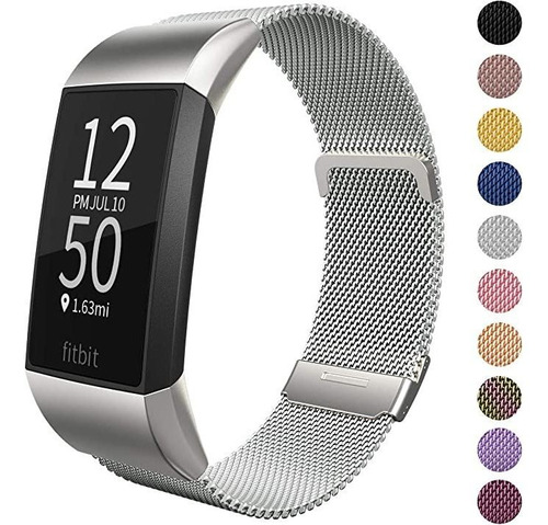 Limque Bandas De Repuesto De Metal Para Fitbit Charge 3 / C.