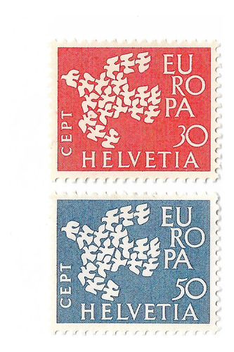 Suiza 1961 Europa Cept Serie 2 Val Mint Completa 782/83 