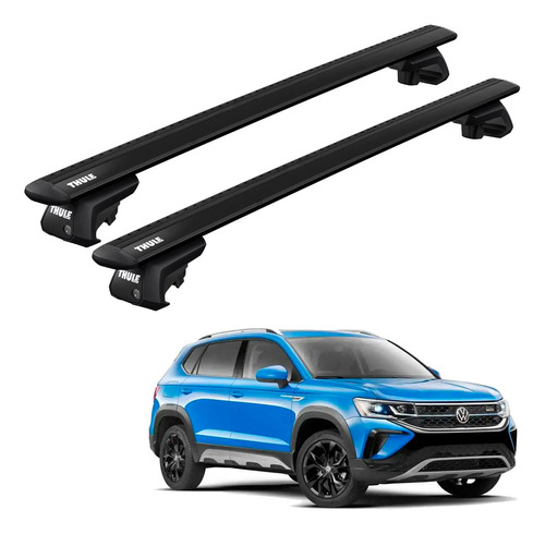 Travessas Rack Thule Wingbar Preto Vw Taos 2021 Em Diante