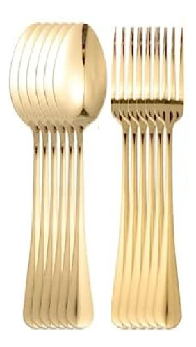 Juego 16 Cubiertos Cocina Finos Acero Inoxidable Dorado