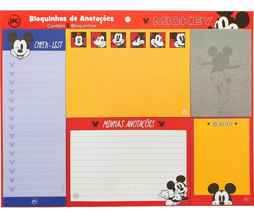 Bloco De Anotação - Com 5 Estampas - Dac - Escolha O Modelo Cor Mickey mouse