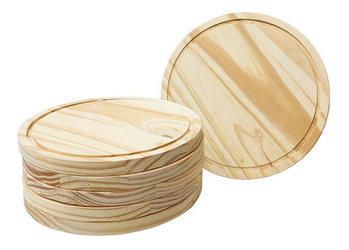 Juego De Platos Redondos De Madera Para Asado ×6