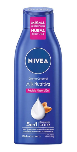 Crema Corporal Hidratante Nivea Milk Nutritiva X 400 Ml 