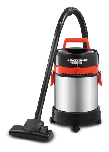 Aspirador Black+Decker AP4850 20L aço inoxidável, preto e vermelho 220V
