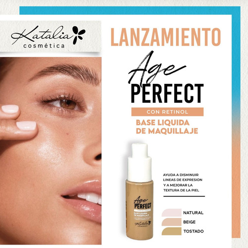 Imagen 2 de 2 de Base De Maquillaje Fluida Con Retinol Age Perfect - Katalia