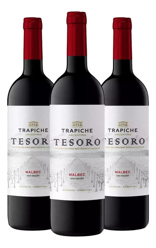Vino Tinto Trapiche Tesoro Malbec - Caja X3
