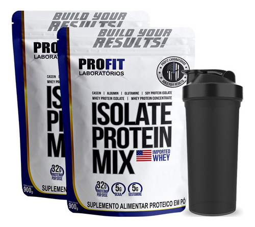 Combo 2x Whey Protein Isolado Mix 900g Profit = 1,8kg Sabor Chocolate