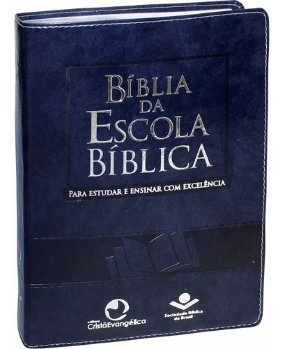 Bíblia Evangélica Estudo Escola Bíblica Azul Masculina Luxo