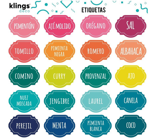 Imagen 1 de 2 de Etiquetas Condimentos Frasco Especias Especieros Color
