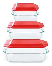 Comprar Set Juego 3 Fuentes Asaderas Hondas Tapa Pyrex Vidrio Deep