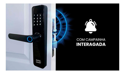 Fechadura Eletrônica Sl150 De Embutir Com Biometria Papaiz