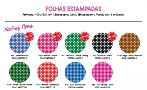 Imagem 2 de 4 de Folha De Eva Estampado Xadrez News 40x60cm 2mm - 5 Unidades