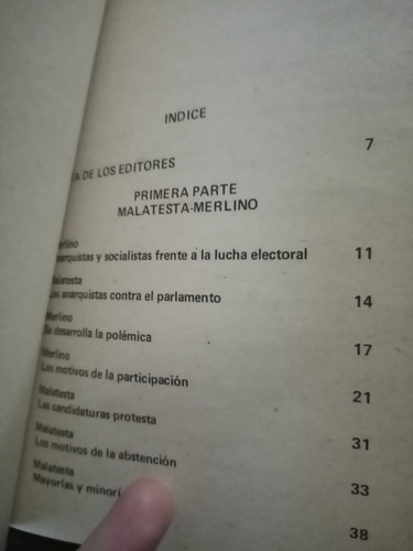 Anarquismo Y Elecciones. Malatesta - Merlino, Bonanno. Col A