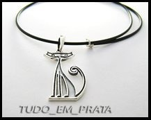 Pingente Gato / Gatinho Em Prata Com Cordão