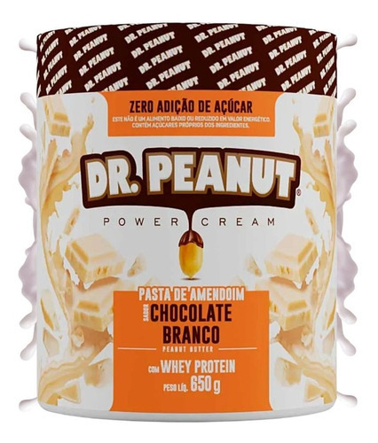 Pasta De Amendoim Dr Peanut 650gr +energia Sabor Chocolate branco