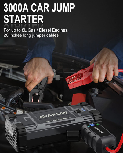 Batería De Coche Jump Starter Avapow A28 3000a Peak 12 V Lit