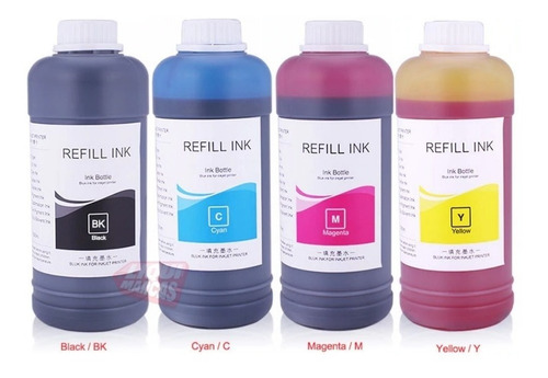 Imagen 1 de 1 de Tinta Para Impresora 4 Litros Tinta Recarga Kit X4 Colores