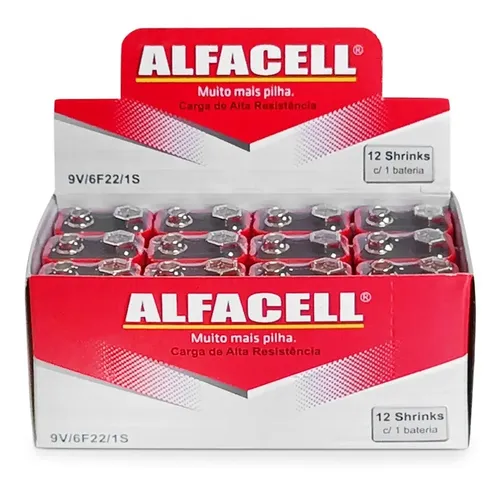 BATERIA COMUM 9V ALFACELL CAIXA C/12 UN 6F221SC