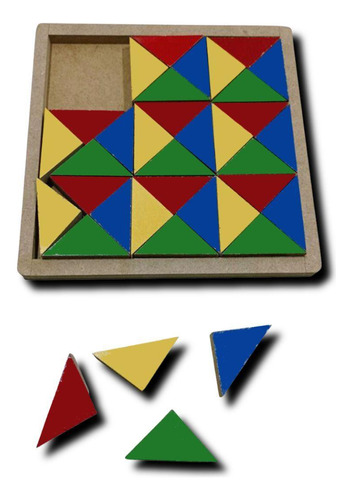 Jogo Didático Quebra Cabeça Mosaico Triângulo Mdf 36 Peças