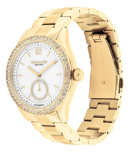 Coach Reloj Para Mujer Brooks 14504527 Brazalete Dorado 12mm Fondo Blanco