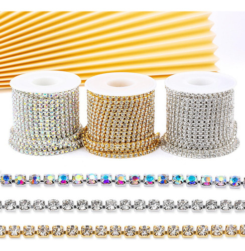 Vestido De Traje De Cadena De Diamantes De Imitación Dorado