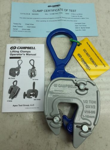 Campbell 1,000 Lbs Load Capacity Gx Clamp 1/16  To 5/8   Zzk