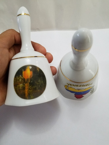 Imagen 3 de 3 de Campanas Recuerdos De Venezuela Porcelana Mapa Escudo