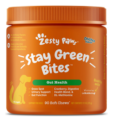 Zesty Paws Stay Green Bites For Dogs - Masticables Suaves P.