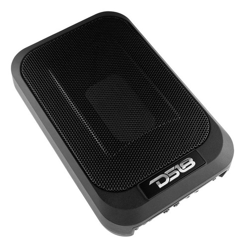 Subwoofer Amplificado Para Automóvil DS18 SQBASSx2 SQBASS Series 7X9 Pulgadas Con Radiador Pasivo de 4X6 Pulgadas 1200 Watts Máximo 230 Watts RMS 2 Ohms Diseño Debajo de Asiento Color Gris Oscuro