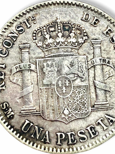 Moneda Plata España 1 Peseta 1900 Ley 0.835 Rey Alfonso Xiii (Usado)