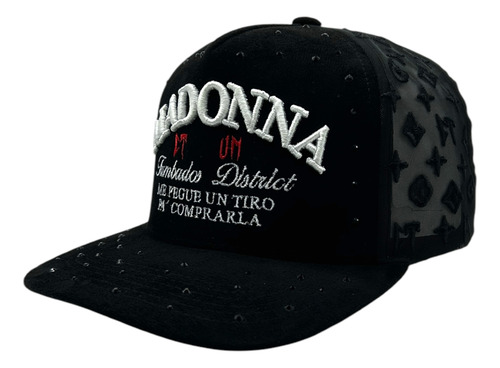 Gorra Edición Madonna 2025 De Gamuza Con Piedras Brillantes Negro Broche