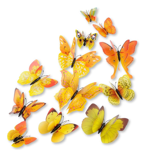 Mezcla De 12pcs De 3d Pegatinas De Pared De Mariposas R...