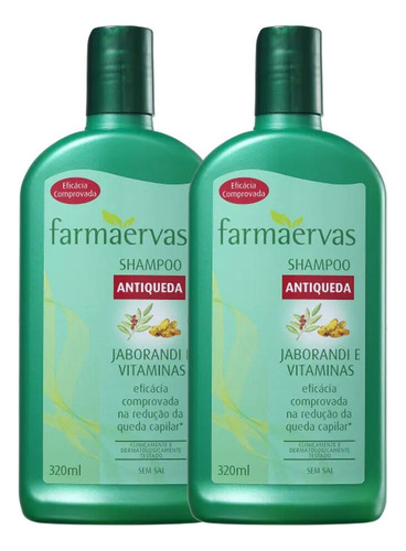  Kit 2 Shampoo Antiqueda 320ml Jaborandi Vitaminas Farmaervas