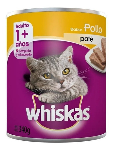 Alimento Whiskas Adultos Whiskas Gatos  para gato adulto todos los tamaños sabor paté de pollo en lata de 340 g