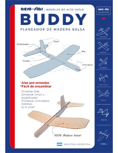 Avión De Madera Balsa Aeromodelismo Buddy Aero Star Madera Balsa