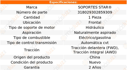 1- Soporte Motor Frontal Lexus Rx450h V6 3.5l 10/15 S Star