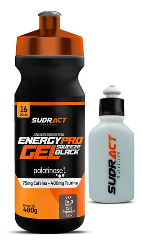 Energy Pro Gel Black 480g Squeeze + Squeeze 100ml Sudract Sabor Café