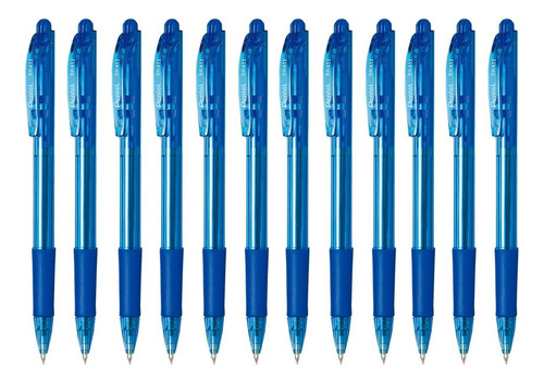 Bolígrafo Pluma Pentel Wow Bk417 Retráctil 0.7 Mm 12 Piezas Color de la tinta Azul
