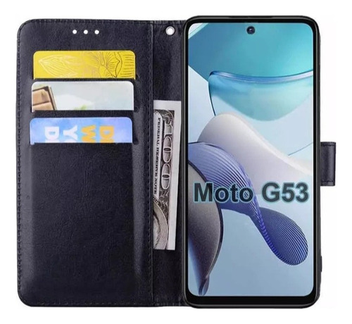 Flip Cover Billetera Para Motorola Moto G53+mica Vidrio