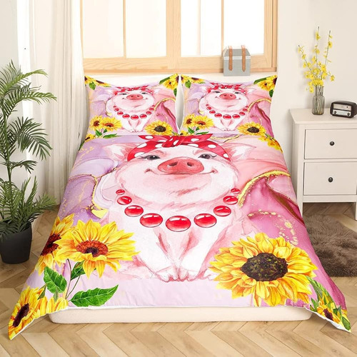 Feelyou Lindo Juego De Ropa De Cama De Cerdo Para Niñas, Niñ