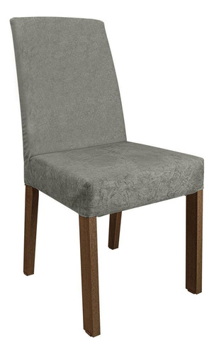Sala Jantar Mesa Tampo Vidro 4 Cadeiras Ivy Madesa R/p Cor Rustic/Preto/Silver