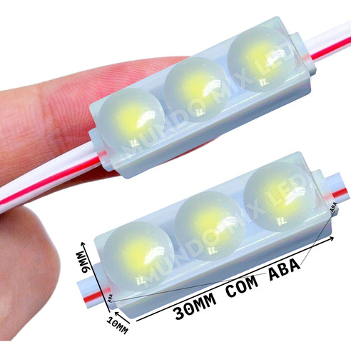 600pçs Micro Módulo Led 12v Lente 160º 2835 3-leds 3cm 1,5w