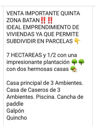 7 Hectareas Y Media En Batan Ideal Emprendimiento De Viviendas