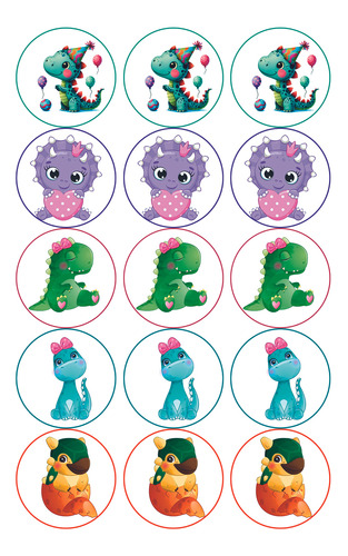 30 Obleas Para Cupcakes Dinosaurios Bebe En Tinta Comestible