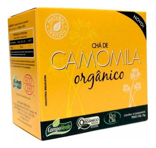 Camomila Chá Orgânico Em Sachê Campo Verde 10 Sachês 10gr