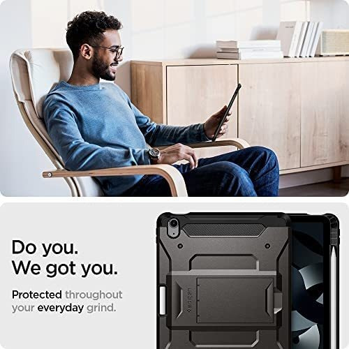Imagen 4 de 8 de Funda Spigen Tough Armor Pro Para iPad Air 4th/5th Gunmetal