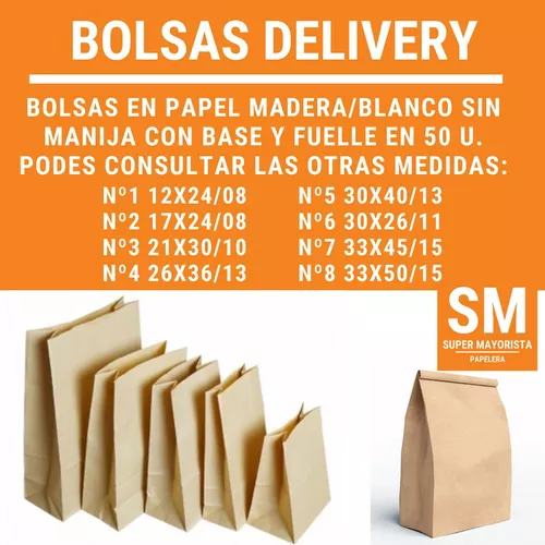 Delivery Blanca Papel 12x24/08 N1 Sin Manija X50u