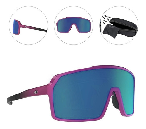 Oculos Para Ciclismo Hb Grinder Pink Gradiente Lente Azul