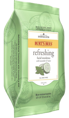 Imagen 2 de 5 de Toallitas Desmaquillantes Burt's Bees Pepino Y Salvia 30 Un